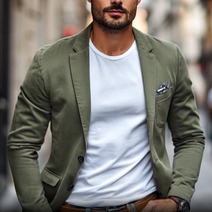 Men's Slim Fit Blazer | Premium Washed Cotton | Casual Single Breasted | Notched Lapel | Lightweight Durable Fabric | Ideal for Spring Summer | Versatile Styling | Breathable Comfort | Modern Tailored Jacket