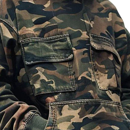 Men's Camouflage Vintage Hoodie | Cotton Blend | Long-Sleeved | Flap Pocket | Breathable Fabric | Warm & Durable | Adjustable Hood | Various Sizes | Easy Care | Stylish Outdoor & Casual Wear