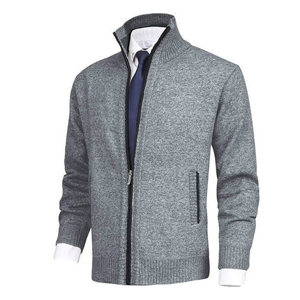 Men's Cardigan Sweater | Solid Color Stand Collar | Soft Durable Fabric | Modern Design | Regular Fit | Button Closure | Versatile Styling | Perfect for Casual and Formal Wear