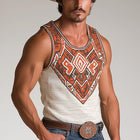 Men's Western Cowboy Style Tank Top | Knitted Jacquard | Summer Sleeveless Shirt | Lightweight Breathable Fabric | Casual Outdoor Fashion