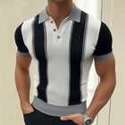 Men's Business Casual Polo Shirt | Black and White Knit | Short Sleeve | Comfortable Fit | Cotton-Polyester Blend | Tailored Professional Look | Versatile Office and Casual Wear | Sizes S to 3XL