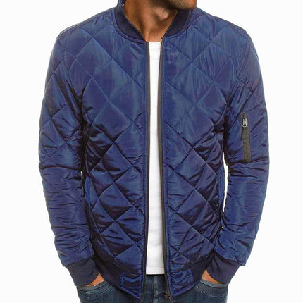 Men's Thermal Jacket | Padded Stand Collar | Solid Color | Warm Insulated Outerwear | Durable Polyester | Stylish Winter Coat | Casual & Formal Wardrobe Essential | With Side Pockets | Elasticized Cuffs