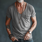Men's V Neck Short Sleeve T-Shirt | Cotton Casual Top with Cargo Breast Pocket | Comfortable Regular Fit | Soft & Breathable | Versatile for Everyday Wear