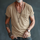 Men's V Neck Short Sleeve T-Shirt | Cotton Casual Top with Cargo Breast Pocket | Comfortable Regular Fit | Soft & Breathable | Versatile for Everyday Wear