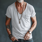 Men's V Neck Short Sleeve T-Shirt | Cotton Casual Top with Cargo Breast Pocket | Comfortable Regular Fit | Soft & Breathable | Versatile for Everyday Wear