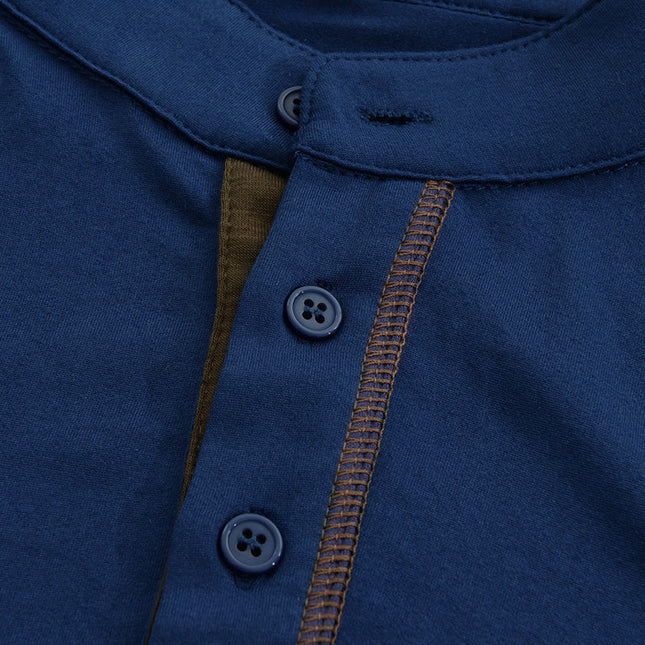 Men's Colorblock Henley Collar T-Shirt | Cotton | Short Sleeve | Casual Wear | Breathable Fabric | Stylish Design