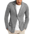 Men's Retro Knit Cardigan | Casual Solid Color | Lapel Stand Collar | Cozy Vintage Look | Comfortable Fit | Front Patch Pockets | Versatile Style | Soft Durable Fabric | Ideal for Cool Seasons