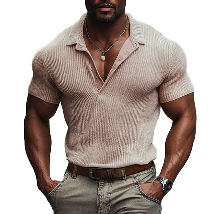 Men's Slim Fit Short-Sleeved Polo Shirt | Solid Color Woolen | Casual & Semi-Formal | Spread Collar | Breathable Fabric | Sizes S-XXXL | Comfortable & Stylish