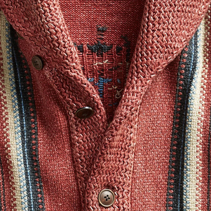 Men's Vintage Knit Cardigan | Classic Jacquard Patterns | Lapel Collar | Single Breasted | Long Sleeves | Soft Cotton Acrylic Blend | Functional Pockets | Versatile Style for Semi-Formal & Casual Wear