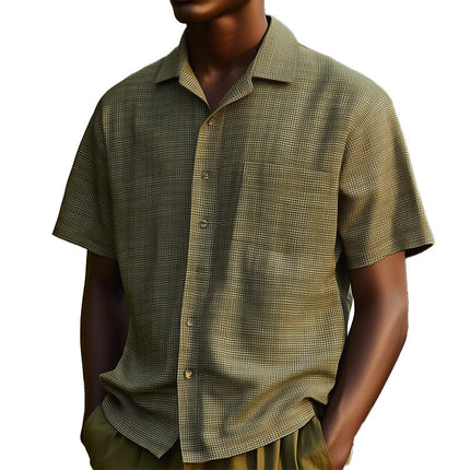 Men's Spring Short Sleeve Shirt | Textured Fabric | Modern Fit | Casual & Dressy Versatile Option | Unique Texture | Breathable Spring Wear | Quality Craftsmanship | Fashion Staple