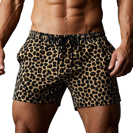 Men's Leopard Print Shorts | Comfortable & Breathable | Lightweight Elastic Waistband | Above-Knee Length | Casual Beachwear | Trendy Summer Style | Available in S to XXXL