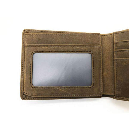 Vintage Leather Wallet | Genuine Cowhide | Classic Bifold Design | RFID Blocking | Spacious Card Slots | Durable Stitching | Elegant Gift Box