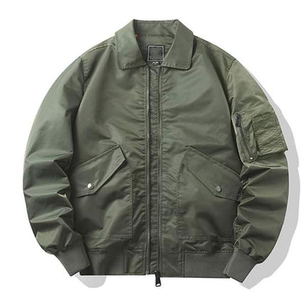 Men's Bomber Jacket | Polyester Lapel Collar | Ribbed Cuffs & Collar | Two Hand Pockets | Fall Spring Outerwear | Machine Washable | Classic Design with Modern Edge | Versatile Stylish Jacket