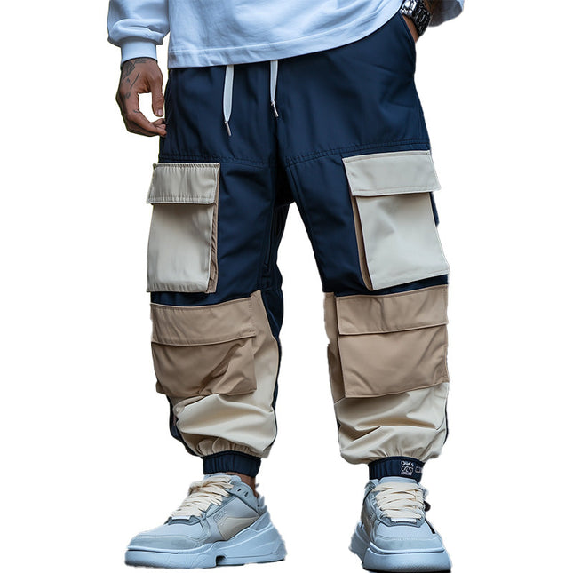 Men's Cargo Trousers | Contrast Color Panels | Multi-Pocket Design | Adjustable Waist & Cuffs | Durable Fabric | Stylish & Functional | Casual & Urban Wear