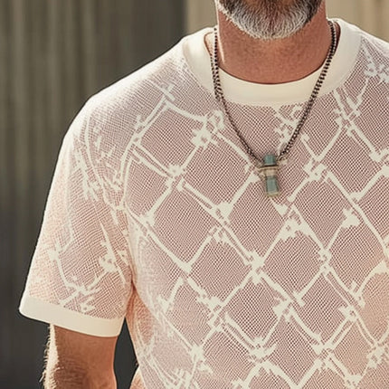 Men's Knitted Short Sleeve T-Shirt | Summer Fashion | Soft Breathable Fabric | Casual Fit | Crew Neck | Cool Ventilation | Versatile Style | Available in Sizes S to 3XL