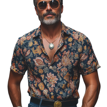 Men's Retro Print Short Sleeve Button-Down Shirt | Vintage Style Casual Shirt | Soft Breathable Fabric | Stylish Summer Wear | Colorful Patterns | S-3XL Sizes
