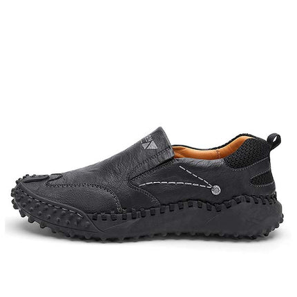 Men's Vintage Leather Slip-On Shoes | Casual Sports & Hiking | Comfortable Massaging Insole | Non-Slip Sole | Lightweight & Flexible