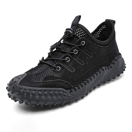 Men's All-Terrain Slip-On Hiking Sneakers | Leather & Mesh Panels | Adjustable Fit | Quick Entry | Non-Slip Sole