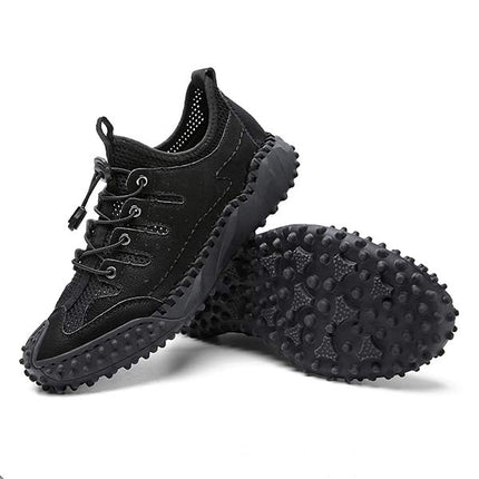 Men's All-Terrain Slip-On Hiking Sneakers | Leather & Mesh Panels | Adjustable Fit | Quick Entry | Non-Slip Sole