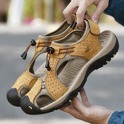 Men's Outdoor Beach Sandals | Durable Uppers | Non-Slip Outsole | Adjustable Heel Strap | Breathable Textile Lining | Toe Protection | Comfortable Everyday Wear | Summer Footwear