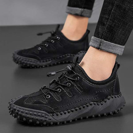 Men's All-Terrain Slip-On Hiking Sneakers | Leather & Mesh Panels | Adjustable Fit | Quick Entry | Non-Slip Sole