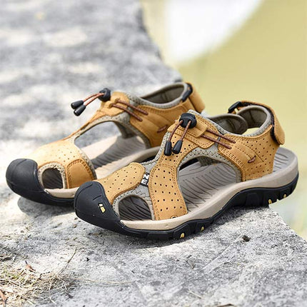 Men's Outdoor Beach Sandals | Durable Uppers | Non-Slip Outsole | Adjustable Heel Strap | Breathable Textile Lining | Toe Protection | Comfortable Everyday Wear | Summer Footwear