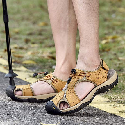 Men's Outdoor Beach Sandals | Durable Uppers | Non-Slip Outsole | Adjustable Heel Strap | Breathable Textile Lining | Toe Protection | Comfortable Everyday Wear | Summer Footwear