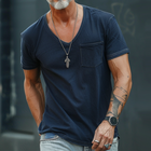 Men's V Neck T-Shirt | Cotton | Short Sleeve | Cargo Chest Pocket | Casual Fit | Comfort & Style | Breathable Fabric | Versatile Everyday Wear