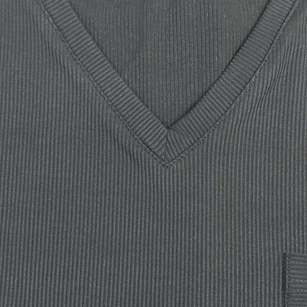 Men's Ribbed Cotton Blend V-Neck T-Shirt | Slim Fit Short Sleeve | Casual Comfort | Soft & Durable Fabric | Versatile Everyday Style