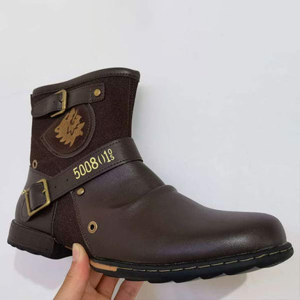 Men's Casual Leather & Suede Ankle Boots | Zip Closure | Breathable Leather Lining | Vintage Patina Finish | Comfortable Fit | Fashionable with Jeans or Chinos