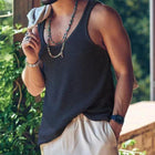 Men's Casual Knitted Tank Top | Solid Color | Sleeveless | Round Neck | Breathable Polyester | Comfortable Loose Fit | Daily Wear | Travel | Beach | Spring Summer