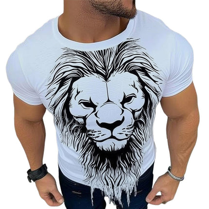 Men's Bold Tiger Print T-Shirt | Short Sleeve Summer Tee | Lightweight Breathable Fabric | Fashionable Casual Wear | Versatile Styling | Comfortable Apparel