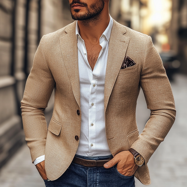 Men's Casual Blazer | Notch Lapel | Two Buttons | Long Sleeve | Versatile Fit | Cotton Polyester Blend | Classic Design | Tailored Look | Formal Semi-Formal | Available in Multiple Sizes