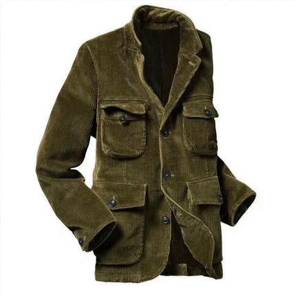 Men's Corduroy Jacket | Classic Lapel | Relaxed Fit | Solid Color | Multi-Pocket Design | Autumn Winter Spring | Machine Wash | Versatile Outerwear | Warmth & Insulation for Daily Wear