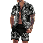 Men's Tropical Vacation Set | Cashew Flower Print | Short Sleeve Shirt & Shorts | Lightweight Breathable Fabric | Summer Beachwear | Casual Holiday Outfit