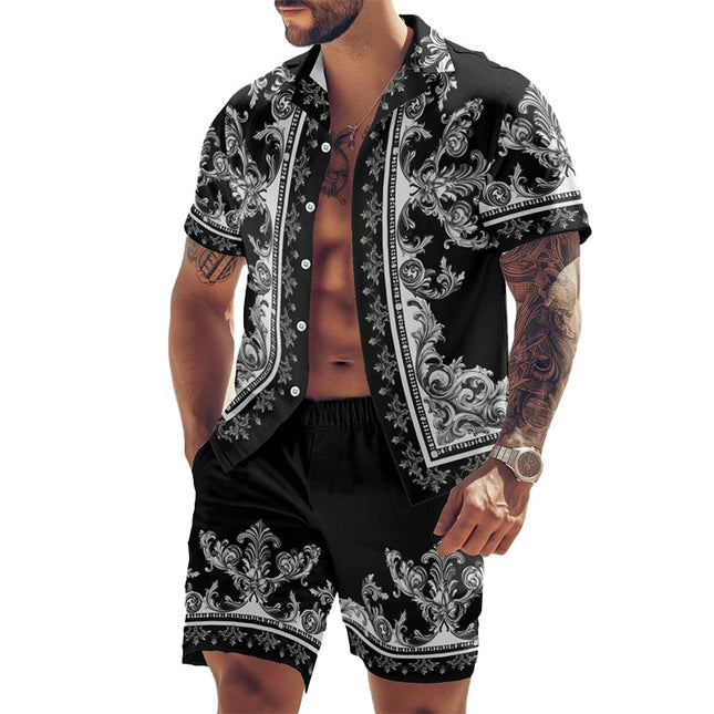 Men's Tropical Vacation Set | Cashew Flower Print | Short Sleeve Shirt & Shorts | Lightweight Breathable Fabric | Summer Beachwear | Casual Holiday Outfit