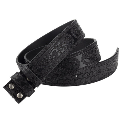 Men's Vintage Embossed Split Leather Belt | Smooth Polished Buckle | Durable Wardrobe Essential | Classic Black Brown Colors | Versatile Casual Formal Accessory | Perfect Fit Multiple Sizes | Timeless Style