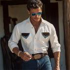 Men's Vintage Cotton Long Sleeve Shirt | Retro Style | 100% Cotton | Breathable Soft Fabric | Turn-Down Collar | Button-Up Closure | Regular Fit | Casual & Semi-Formal | Sizes S-XXXL | Timeless Fashion