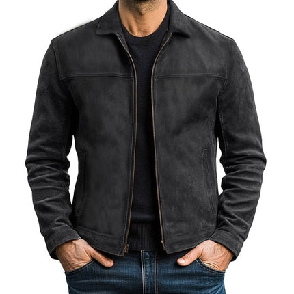 Men's Leather Jacket | Classic Style | Full Zipper Closure | Long Sleeves with Zippered Cuffs | Durable Premium Leather | Versatile Outerwear | Pockets & Reinforced Stitching | Black Army Green Brown