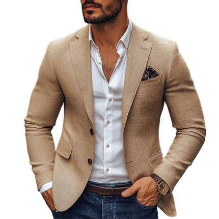 Men's Casual Blazer | Notch Lapel | Two Buttons | Long Sleeve | Versatile Fit | Cotton Polyester Blend | Classic Design | Tailored Look | Formal Semi-Formal | Available in Multiple Sizes