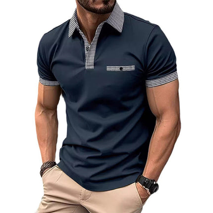 Men's Colorblock Polo Shirt | Button Down | Short Sleeve | Sports Casual | Lightweight & Breathable Fabric | Tailored Fit | Versatile Athletic & Casual Style