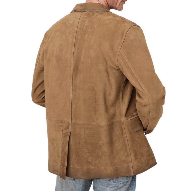 Men's Premium Suede Blazer | Vintage Notched Lapel | Single Breasted | Slim Fit | Fashion-Forward Outerwear | Classic and Modern Style | Versatile and Elegant | Functional Pockets | Button Cuffs