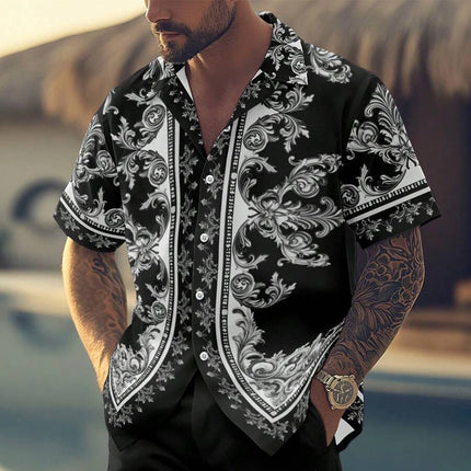Men's Tropical Vacation Set | Cashew Flower Print | Short Sleeve Shirt & Shorts | Lightweight Breathable Fabric | Summer Beachwear | Casual Holiday Outfit