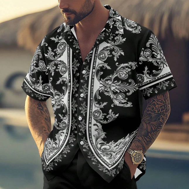 Men's Tropical Vacation Set | Cashew Flower Print | Short Sleeve Shirt & Shorts | Lightweight Breathable Fabric | Summer Beachwear | Casual Holiday Outfit