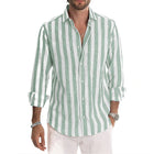Men's Relaxed Fit Long Sleeve Striped Lapel Shirt | Classic Lapel | Everyday Leisure | Autumn Spring Wear | Machine Washable | Versatile Work & Play Shirt | Soft Durable Material | Button Down Front
