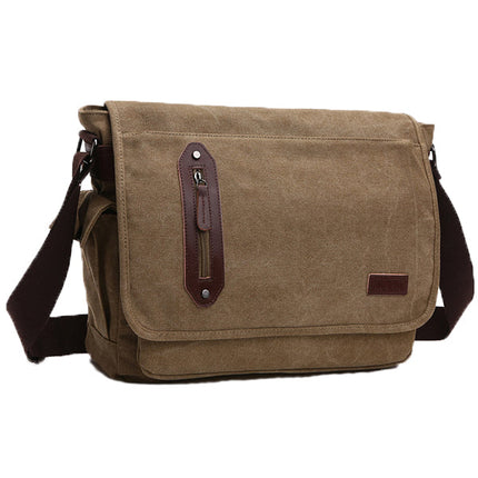 Durable Canvas Crossbody Bag | Adjustable Shoulder Strap | Interior Laptop Compartment | Multi-Pocket Design | Vintage Casual Style | Ideal for Business, Work, School | 38.5x36x36.5 cm