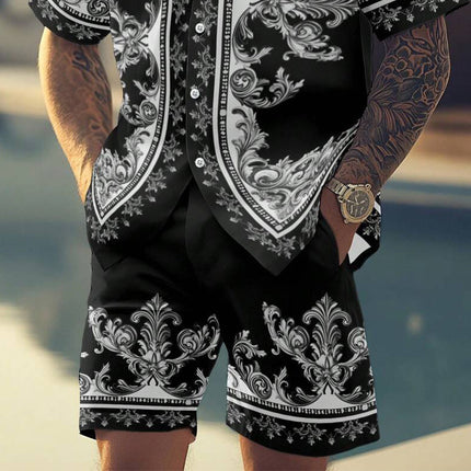 Men's Tropical Vacation Set | Cashew Flower Print | Short Sleeve Shirt & Shorts | Lightweight Breathable Fabric | Summer Beachwear | Casual Holiday Outfit