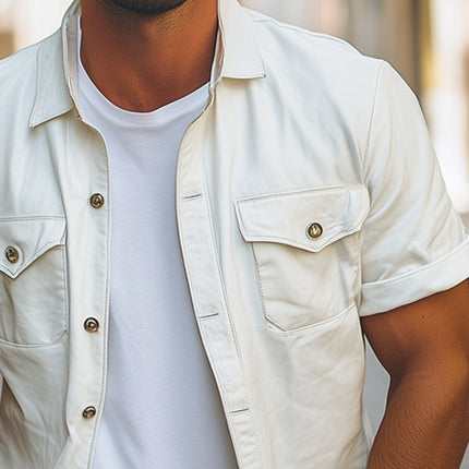 Men's Summer Shirt | Loose Fit Lapel Short Sleeve | Casual & Business | Breathable Cotton-Blend | Comfortable & Stylish | Ideal for Warm Weather | Versatile Design | Sizes S-3XL | Timeless Simplicity