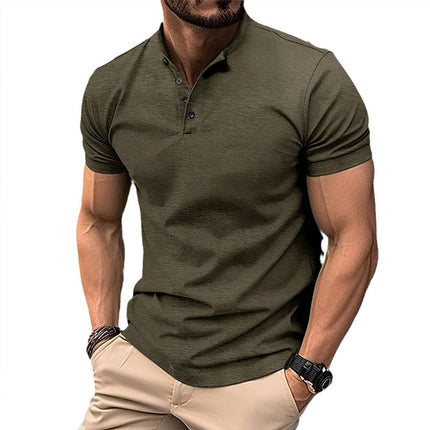 Men's Polo Shirt | Solid Color | Button Henley Neck | Sportswear | Casual Wear | Versatile Fit | Breathable Fabric | Moisture-Wicking | Trendy Colors | Variety of Sizes | Sophisticated Style
