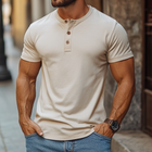Men's Premium Cotton Henley T-Shirt | Solid Color | Slim Fit | Short Sleeve | Casual Basics | Breathable & Soft | Versatile Style | Ideal for Everyday | Quality Craftsmanship